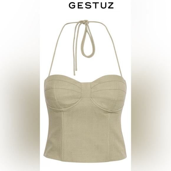 NWT Gestuz BirlyGZ Halter Linen Corsage Corset Top Mermaid - Picture 2 of 7